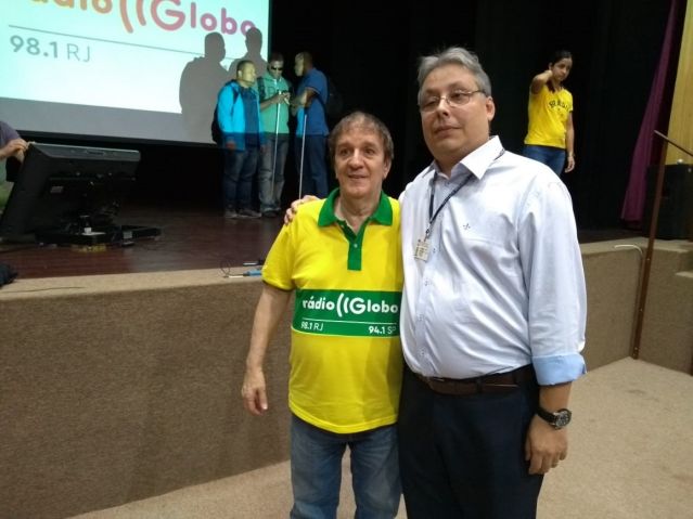 Diretor-geral do IBC, João Figueiredo, com o narrador Luís Penido